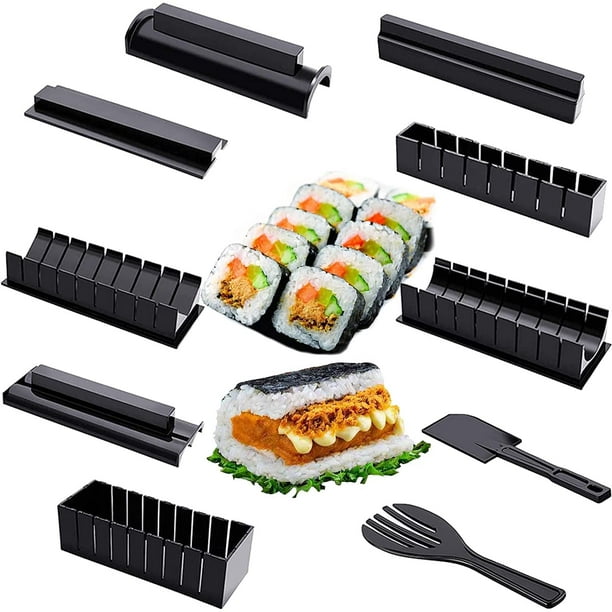 Kit para hacer sushi, kit para hacer sushi para principiantes con juego  completo de sushi,tenedor, espátula, herramienta de sushi para el hogar,  color negro oso de fresa Hogar