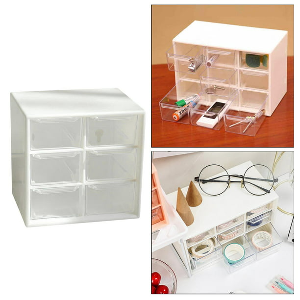  Organizador de 4 cajones pequeños para escritorio, caja de  almacenamiento de plástico para manualidades, 9 mini organizadores de  escritorio y cajones de almacenamiento, caja de almacenamiento de plástico  para oficina, cosméticos