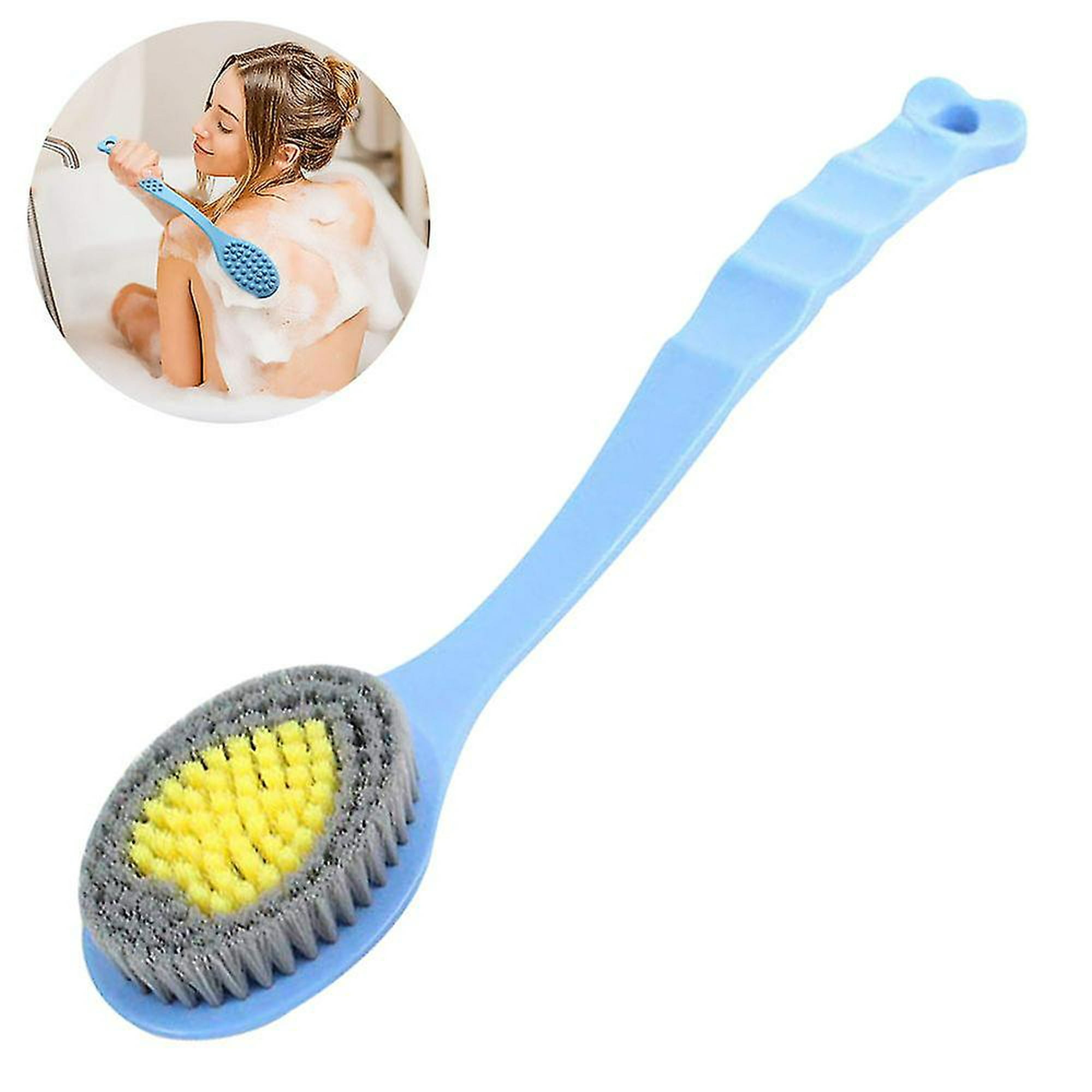 Cepillo de baño 14 largo ducha cuerpo espalda Scrubber masajeador (azul)