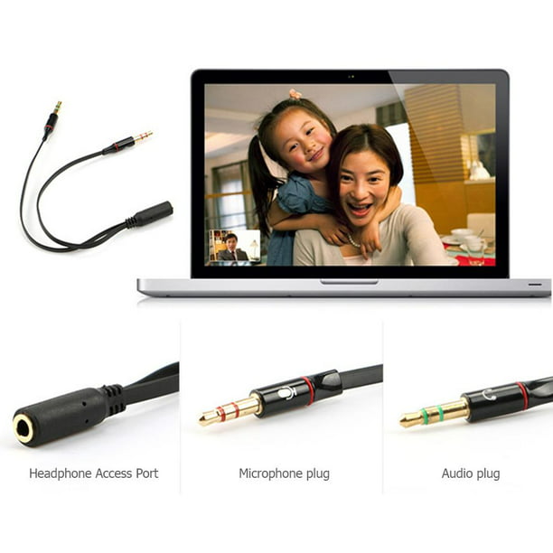 Cable auxiliar de micrófono de 3,5 mm 1 macho 2 hembra Cable de audio para  computadora portátil (neg Universal Accesorios Electrónicos