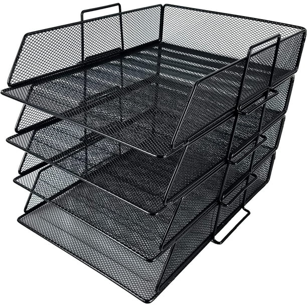  WuGeShop Organizador de escritorio de oficina expandible, 7  compartimentos de malla, organizador de cajones de escritorio, bandeja  organizadora de escritorio, almacenamiento de accesorios de oficina de  metal, negro : Productos de