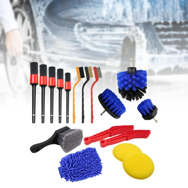 Cepillos de lavado Herramienta de limpieza de coche, 15 piezas, kit de  cepillos para el polvo, herramienta de limpieza para interior del coche,  ruedas