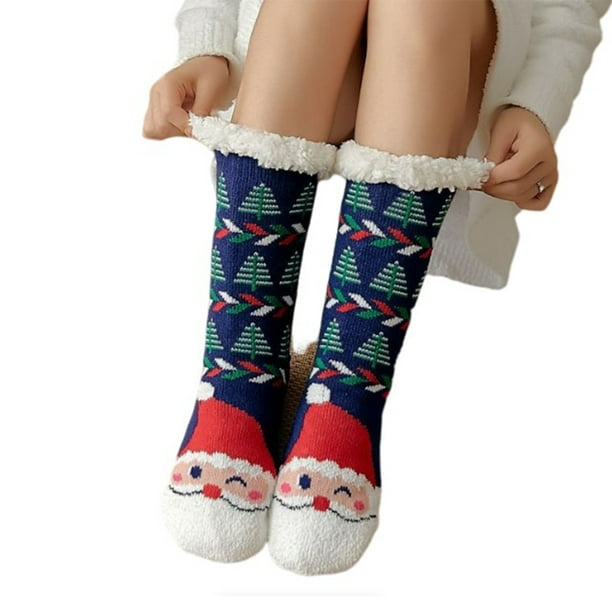 Calcetines para niña 31-34, calcetines cálidos de Navidad para mujer,  medias de árbol de Navidad de altura media, calcetines de Papá Noel,  calcetines de terciopelo coral, sandalias calcetines para : : Moda