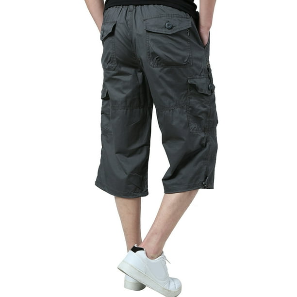 Pantalones cortos informales de algodón para hombre, peto largo