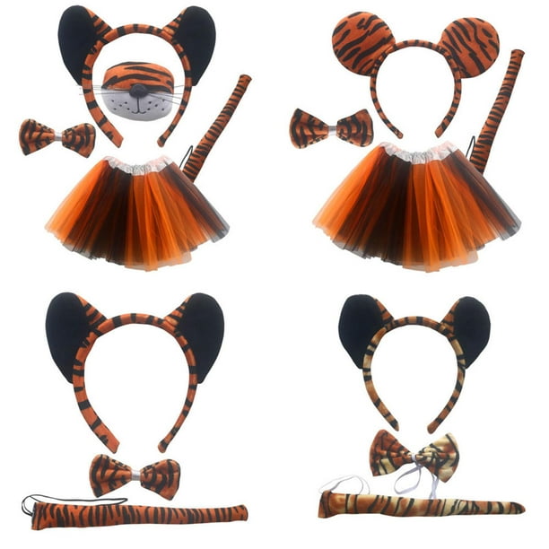 Kit de accesorios para disfraz de orejas de tigre, cola y nariz