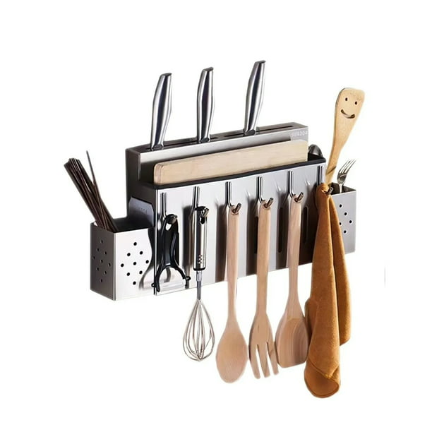 Soporte para utensilios de cocina, soporte para cubiertos, organizador de  carrito para cucharas de encimera, tenedores para , cocina marrón BLESIY  Titular de utensilio de cocina
