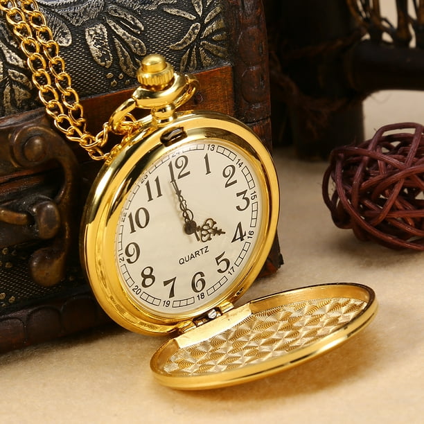 Reloj De Bolsillo Clasico Elegante Acero Con Cadena Regalo Señor
