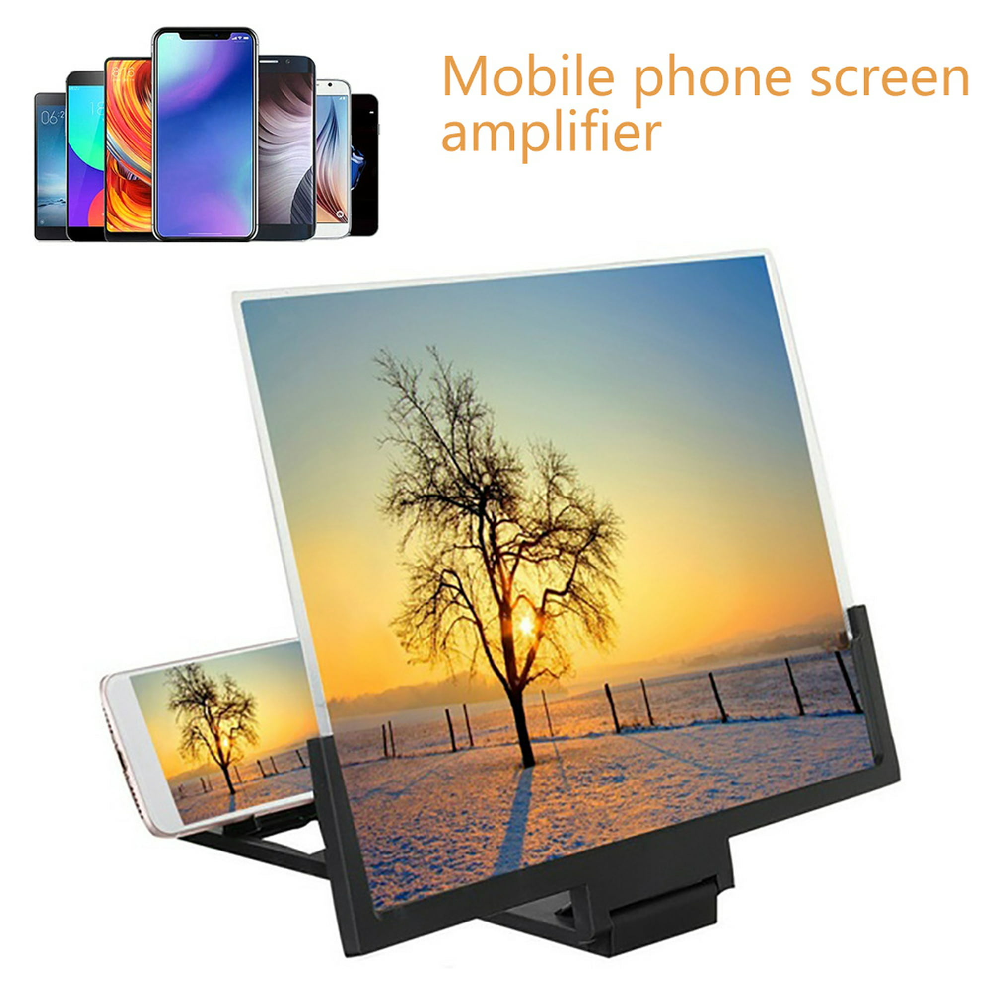 Lupa de pantalla de 14 pulgadas para teléfono celular -Fanlory 3D HD con  aumento de pantalla para películas, videos y juegos, soporte plegable para