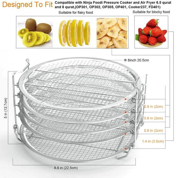 3pcs 3-capas Air Fryer Rack Acero Inoxidable Apilable Parrilla