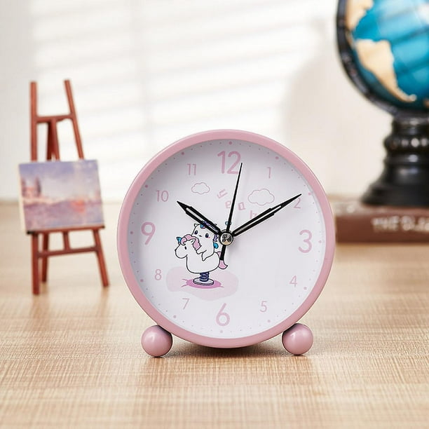 Reloj despertador luminoso de Metal de 4 pulgadas, reloj despertador de  unicornio, reloj despertador para niños y adultos, reloj despertador  silencioso para el hogar rosa JAMW Sencillez