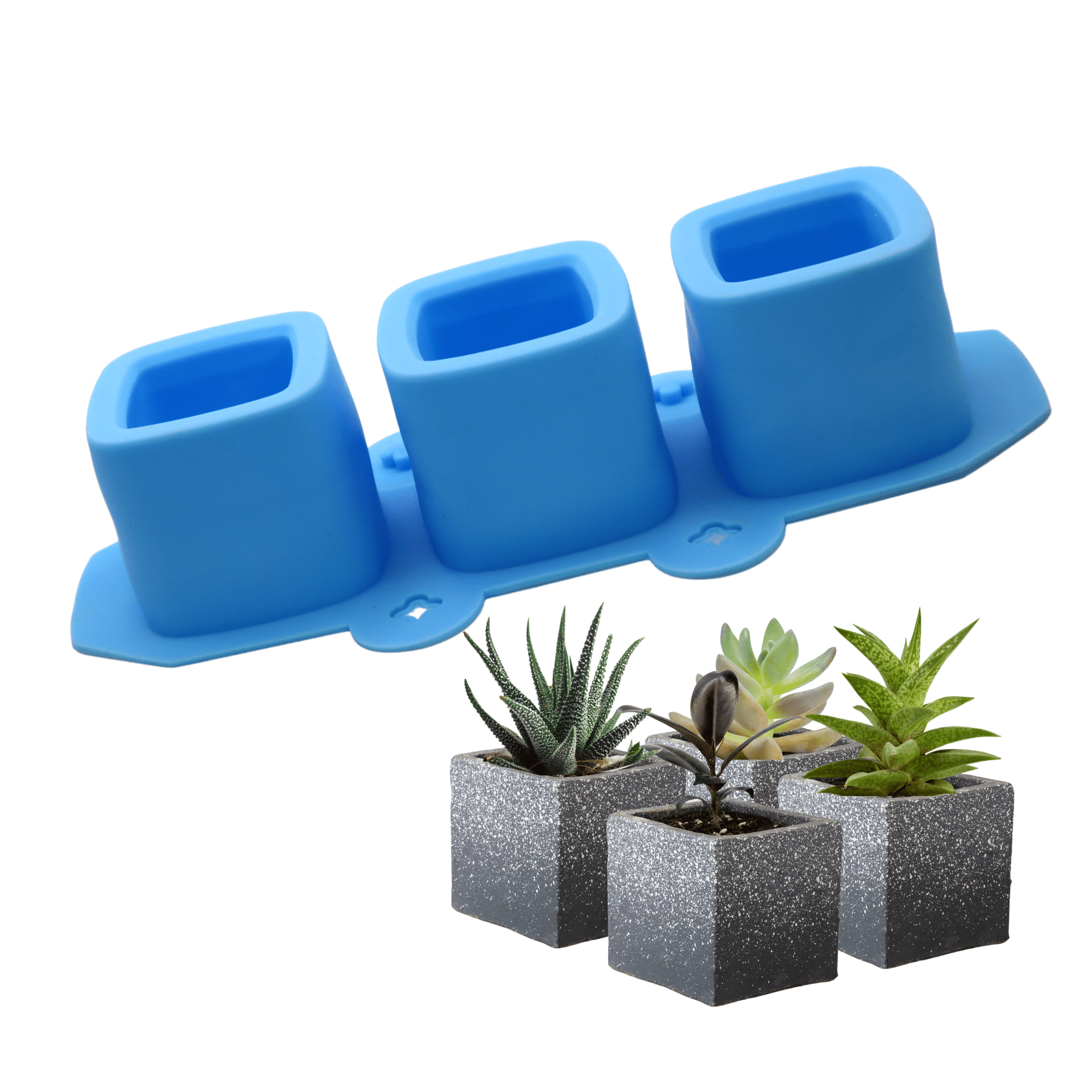 Molde de silicona para macetas y decoración de yeso cemento, resina, concreto. plantillas de figura para maceta (Cuadrado azul ) ecomlab molde maceta