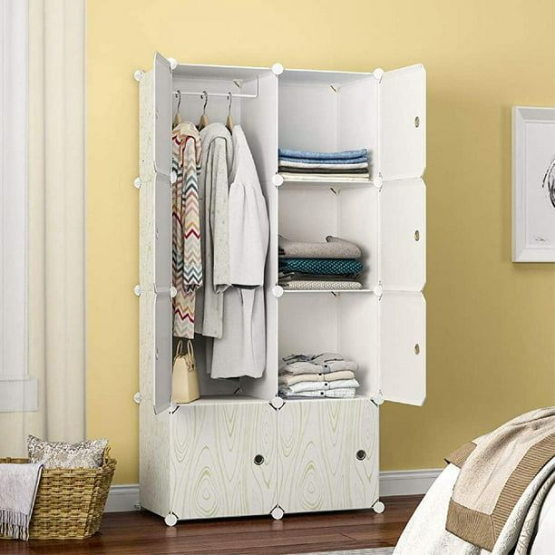  wolpin 1 estante extensible para armario, organizador de armario,  almacenamiento de ropa para armario familiar, dormitorio, partición de  gabinete, blanco (plástico) : Hogar y Cocina