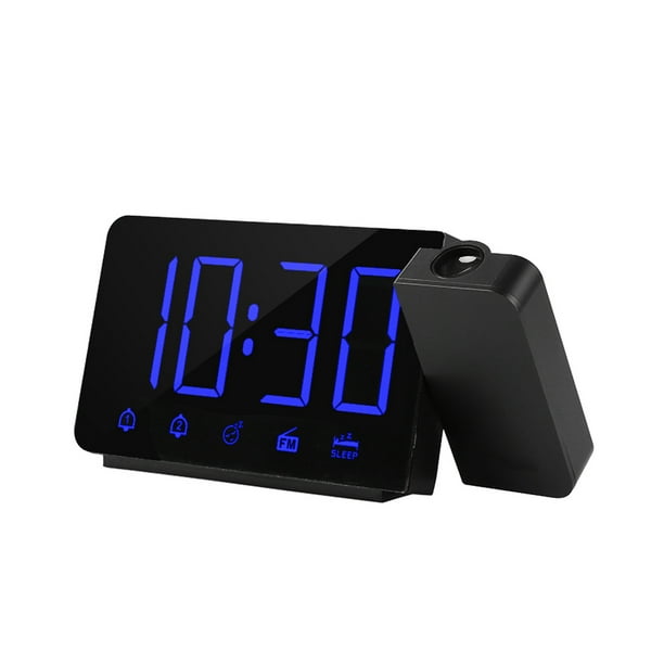 Reloj Despertador, Despertador Proyector con Proyección Giratorio de 180°,  Radio Despertador Digital con FM Radio, Higrómetro de Temperatura Interior