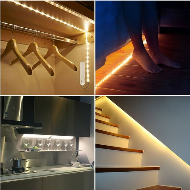 Luces de escalera inteligentes con sensor de movimiento, luz nocturna,  inducción, cuerda LED, decoración del hogar