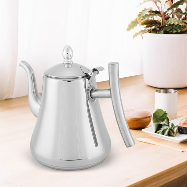 Tetera Newness de acero inoxidable pulido con tapa/filtro de té infusor  extraíble, tetera para el hogar, tetera para hojas sueltas y bolsas de té