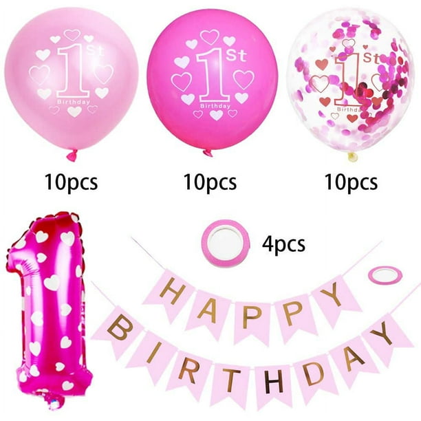 Decoración cumpleaños 1 año niño, decoración 1er cumpleaños, globo azul  confeti para 1er cumpleaños fiesta cumpleaños infantil Feliz cumpleaños  decoración primer cumpleaños Adepaton LN-2493-2
