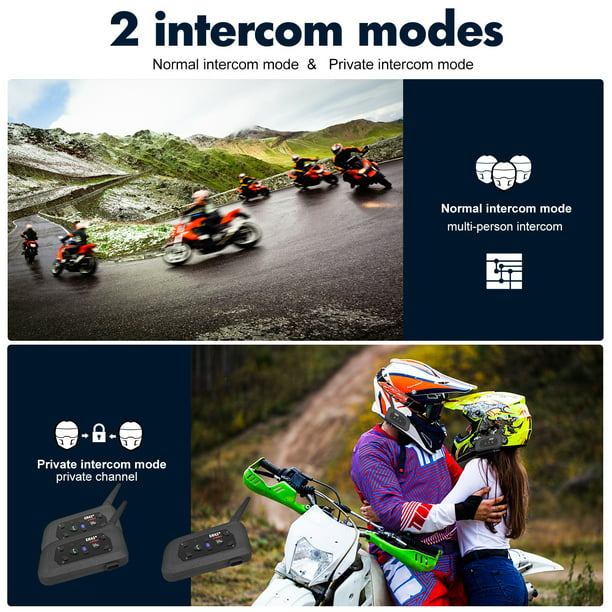 Intercom V6 para casco de Moto 1200m 6 Riders Intercomunicador BT  Interphone auriculares Bluetooth inalambrico
