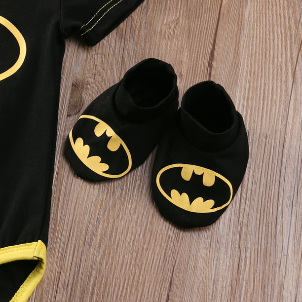 Bebé Niños Ropa de 3 piezas Trajes Batman Body Romper Sombrero Zapatos  XBTCLXEBCO Manga corta 0-6 meses, Negro