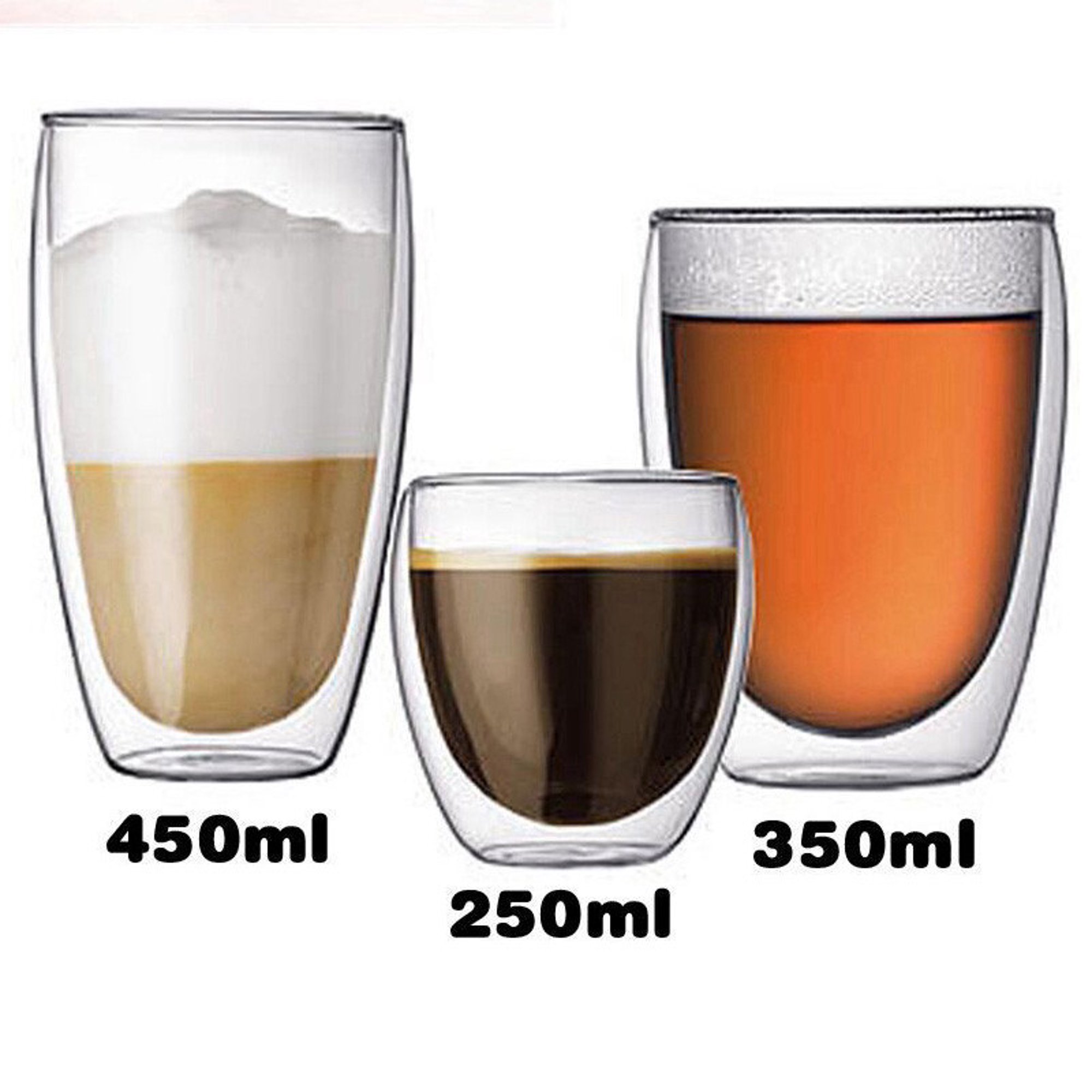 Vaso de Vidrio Doble Pared con Oreja 350ml - Café Típica