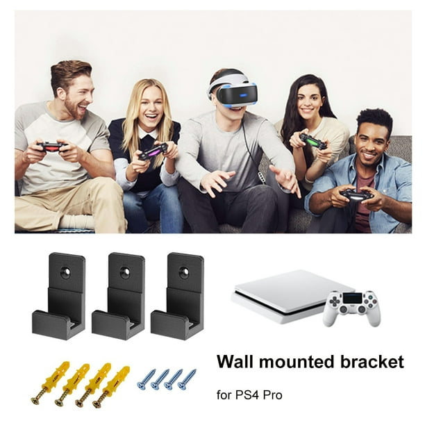 Soporte de pared (fibra de carbono) en la pared para consola PS4 Pro con  tornillos de montaje detrás de TV para accesorios PS4 (PS4 PRO)