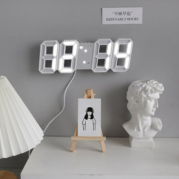 DNYSYSJ Reloj de pared LED digital ultra delgado reloj digital con  calendario de temperatura para la oficina en casa escuela