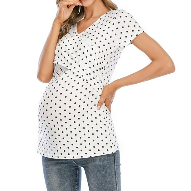 Camisas de Maternidad Para Mujer, Blusas, Camiseta de Talla Grande, Top Verano Cuello en V Odeerbi ODB123297 | Walmart en