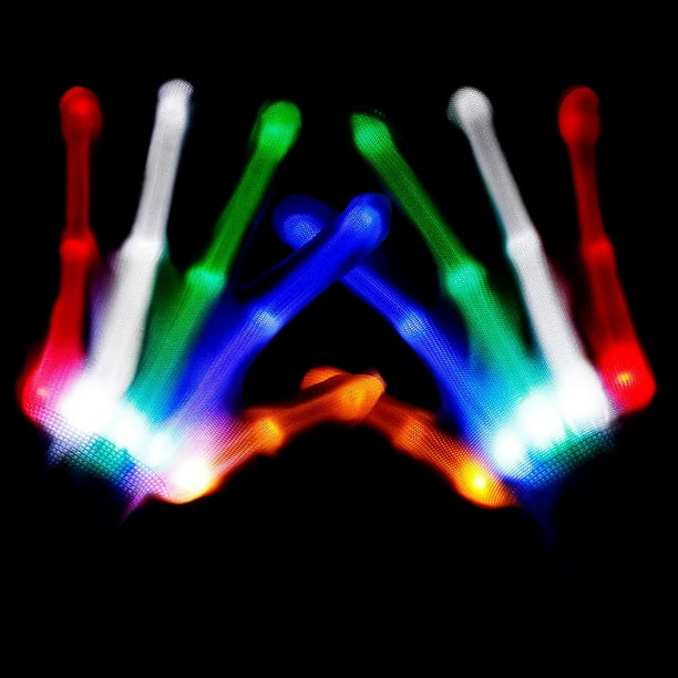 Guantes LED, Theefun Guantes iluminados con 12 colores y 2 modos, guantes  LED con dedos intermitente Casa Fiesta