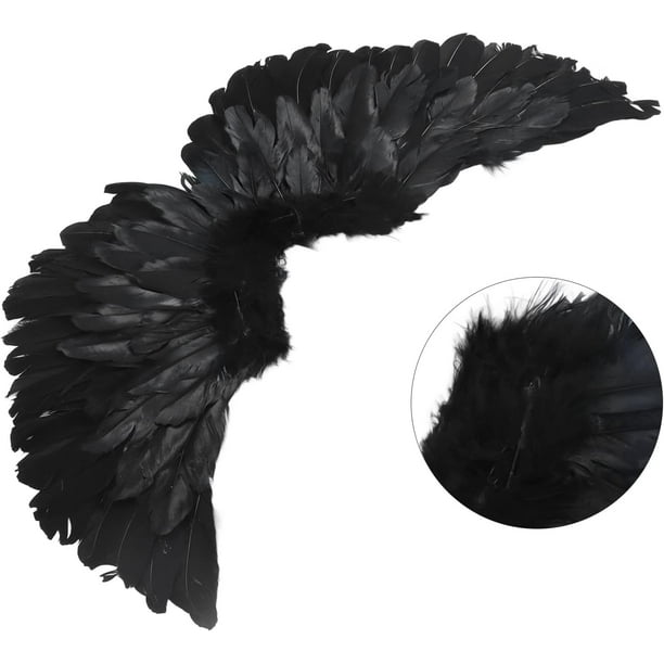 Touch of Nature Alas de ángel negras para adultos, 52 x 36 pulgadas, halo  incluido, ala de plumas negras, alas de disfraz - alas de ángel grandes