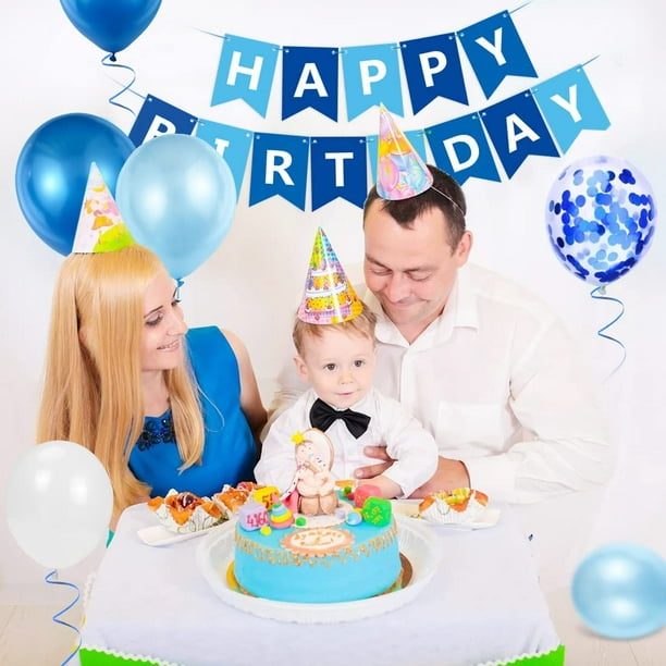 Globo de cumpleaños para niño de 3 años, decoraciones de cumpleaños azules  de 3 años, globos de cumpleaños número 3, globos de confeti de látex,  suministros de bautismo de cumpleaños, decoración de