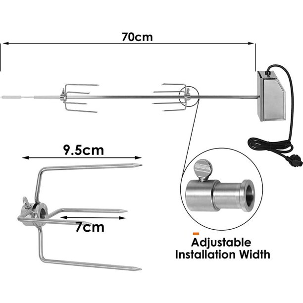 Asador Eléctrico Giratorio Automático, Pincho(9 9 117cm) para Barbacoa, BBQ  de Acero Inoxidable, Brocheta con Motor, Velocidad de Rotación  Unidireccional: 2-2.5R/min esquí esquí Gafas de esquí