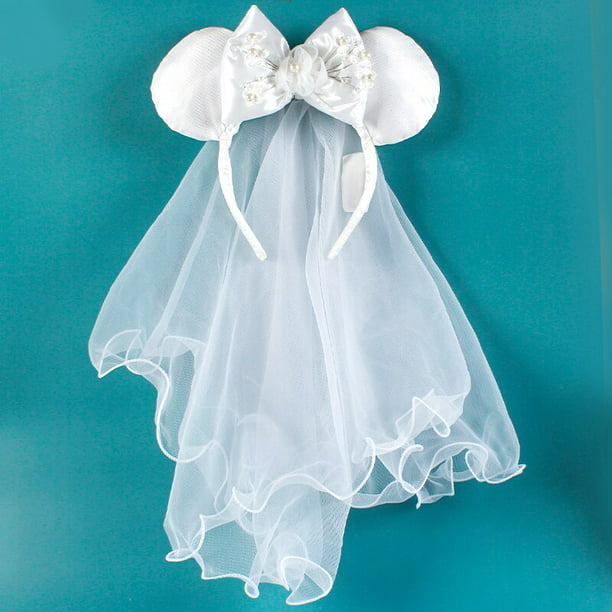 Diadema con orejas de Minnie de Disney, velo de princesa de nieve azul, aro  para el pelo, tocado de estilo de boda, tocado de fiesta, juguetes para niña,  regalo de cumpleaños Gao