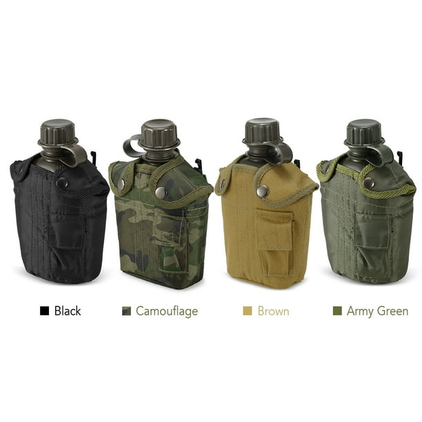 Comprar Botella de cantimplora militar para exteriores, 1L, para acampar,  senderismo, mochilero, botella de agua de supervivencia, hervidor con tapa