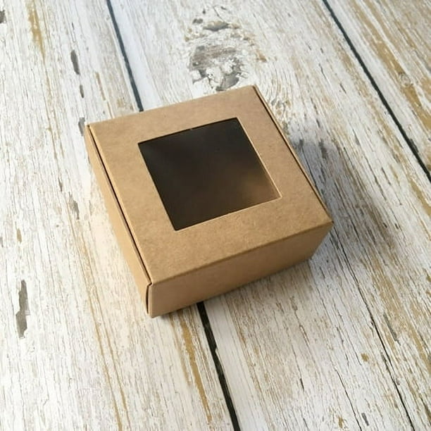 50 cajas de cartón corrugado con ventana a granel, cajas de embalaje de  regalo de exhibición Kraft, cajas resistentes con tapa de ventana  transparente -  México