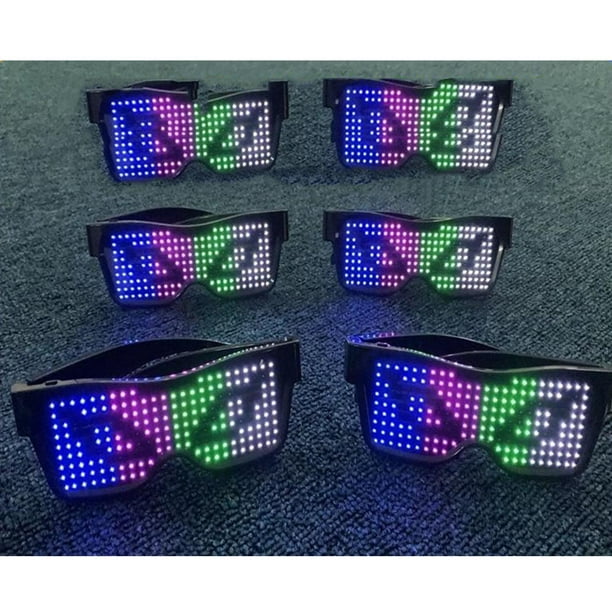 Gafas LED, con pantalla LED conectada con Bluetooth y aplicación con  pantalla LED inteligente, recargable por USB, para fiestas, clubes, DJ,  Halloween