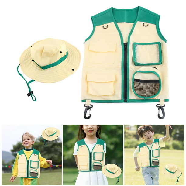 Chaleco Explorador Infantil Y Sombrero Disfraz Cargo Chaleco Niños Regalos  de actividades al aire libre para niños pequeños, niños y niñas de 3 a 7  años