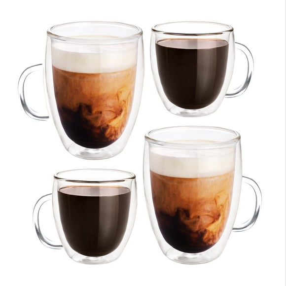 tazas para café redlemon doble pared 330ml y 140ml 4 pz resistentes
