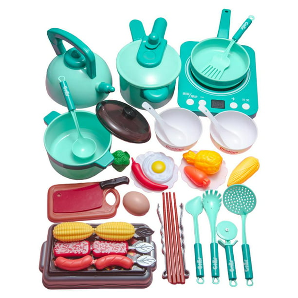 110 piezas de accesorios de juguete de cocina para niños, juego de cocina  con ollas y sartenes, utensilios de cocina, juguetes de utensilios de