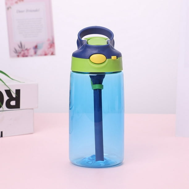 OLDLEY - Botella de agua para niños con tapa de pajita, botellas de agua de  15oz irrompibles a prueba de fugas sin BPA con marcador de tiempo, para
