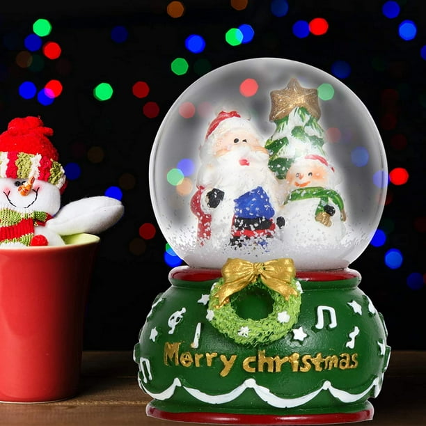 Bola de cristal de Navidad Luminoso Santa Muñeco de nieve Figura Bola de  nieve Felicidad Bola de cristal decorativa de Navidad Adorno de escritorio  con soporte de riendas para regalos de cum