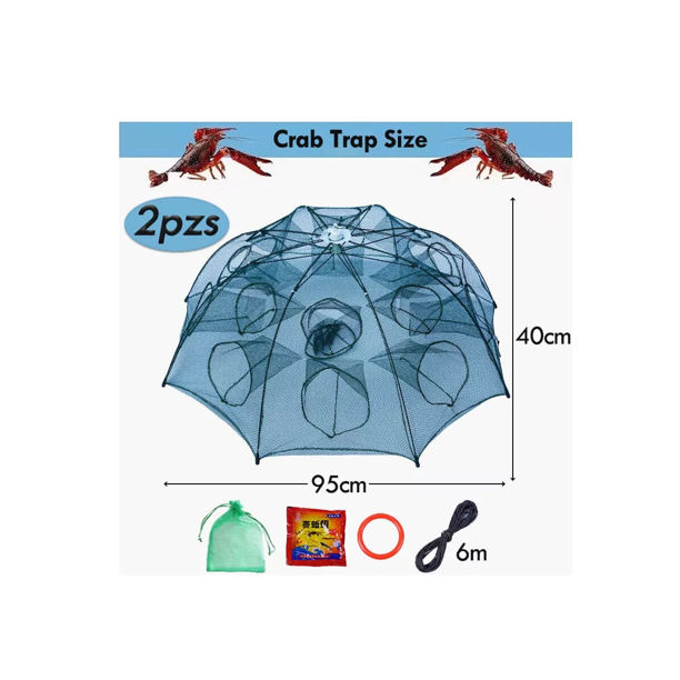 Trampa Plegable Red para Pesca Cangrejos Peces Jaibas 16 Agujeros