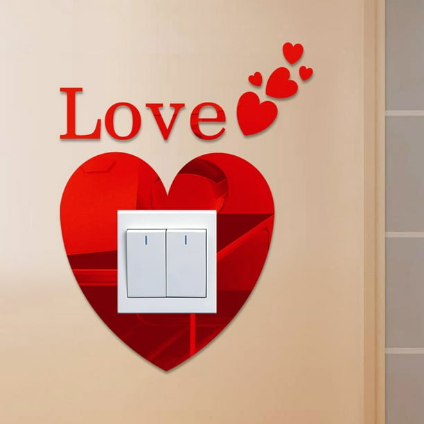  Adhesivos de espejo desmontables 3D acrílico espejo amor y amor  corazón pegatinas de pared calcomanías familiares sala de estar dormitorio  decoración espejo amor amor pegatinas de pared autoadhesivas : Hogar y