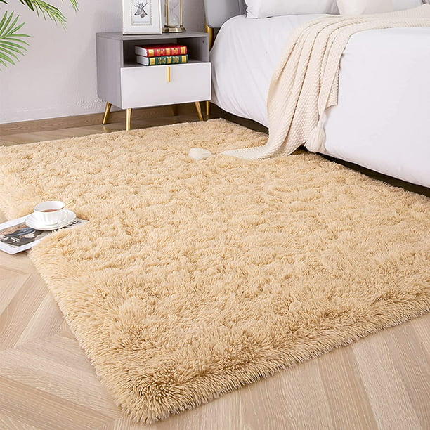 Peluda alfombra para dormitorio y pie de cama en la sala alfombra