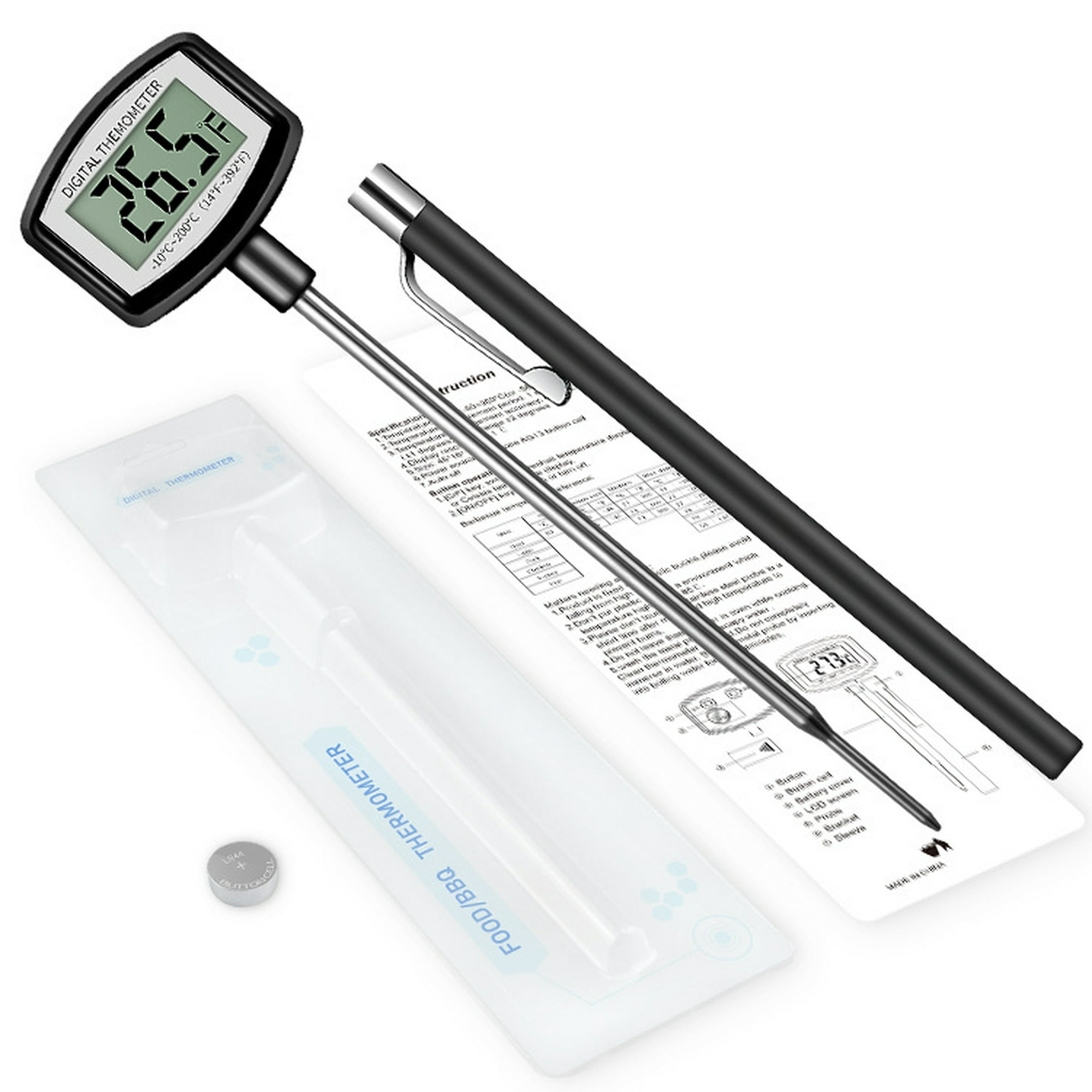 Termómetro de caramelo de alimentos para carne, termómetro de cocina  digital preciso sonda larga para cocina (negro)