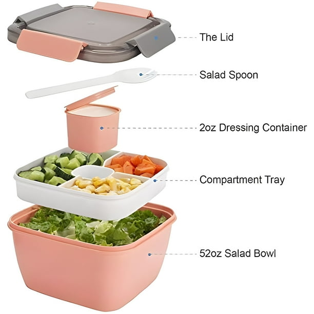 Comprar Fiambrera de 4 compartimentos con espacio separado, contenedor de  comida apto para microondas, contenedores de almuerzo para adultos