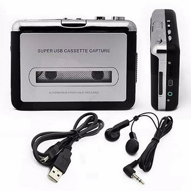 Arsvita Reproductor de casete portátil y grabador, convertidor digital de  cassette a MP3, cinta de radio AM/FM Walkman, soporte 4-32G tarjeta Micro
