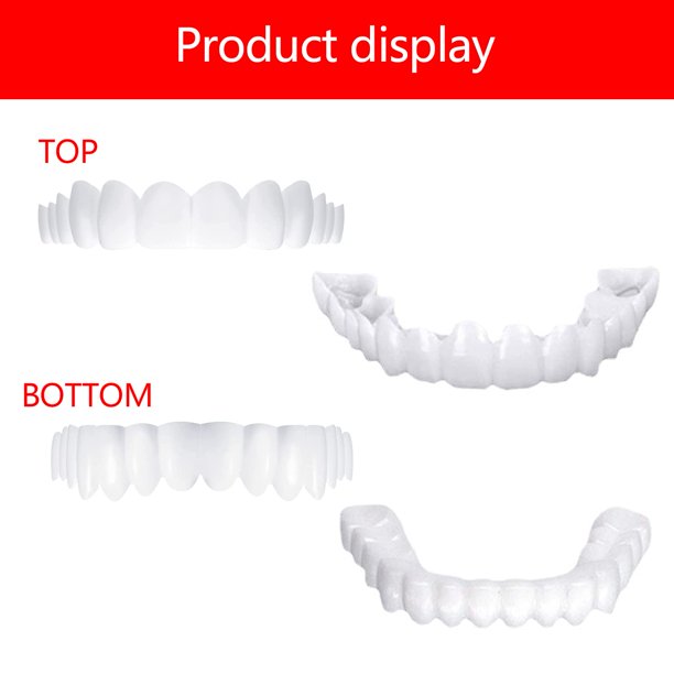 2 Pares Dientes Postizos Temporales, Reutilizable Cómoda Dientes