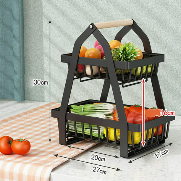 Exhibición de frutas: Frutero de metal de 2 niveles para decoración de  cocina, cesta de pan, cesta de frutas, estantes modernos para decoración de  cocina, verduras, frutas y aperitivos, negro
