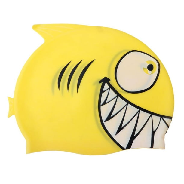 Gorro de de silicona para gorro de impermeable Tiburón amarillo shamjiam  Sombrero de natación para niños