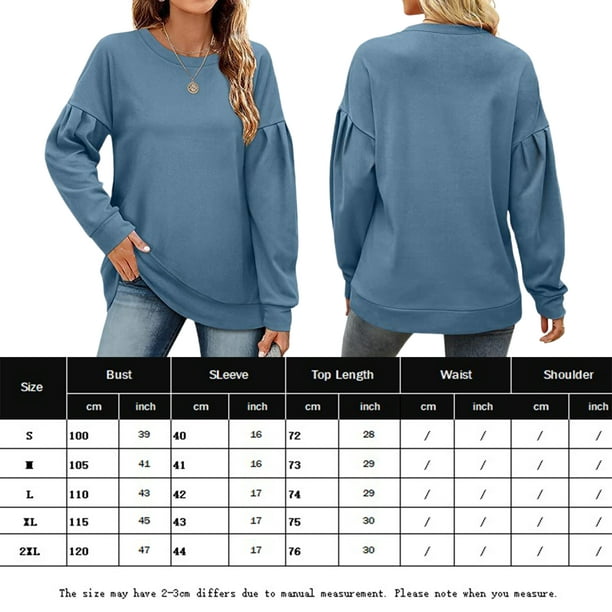 Sudadera Sudaderas básicas para mujer, estilo informal, cuello redondo,  sudaderas lisas, traje de calle Cgtredaw Azul T XL para Mujer
