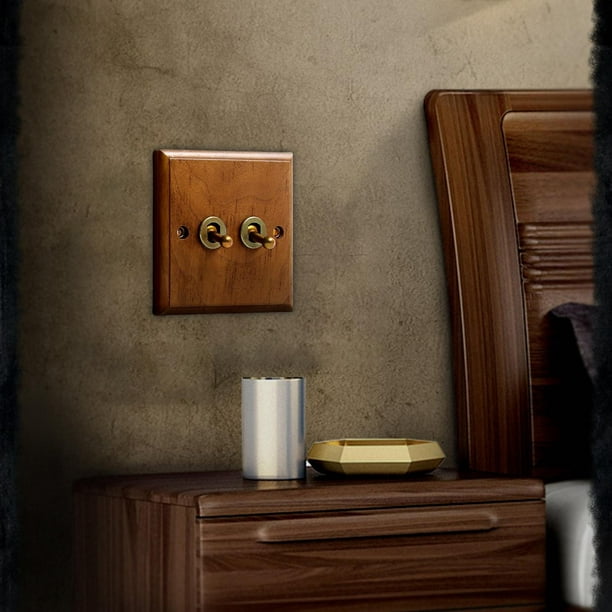 Panel de interruptor de palanca antiguo, interruptor de luz de pared,  interruptor de luz , negro para el hogar, dormitorio, baño, doble abierto  Gloria Panel de interruptores